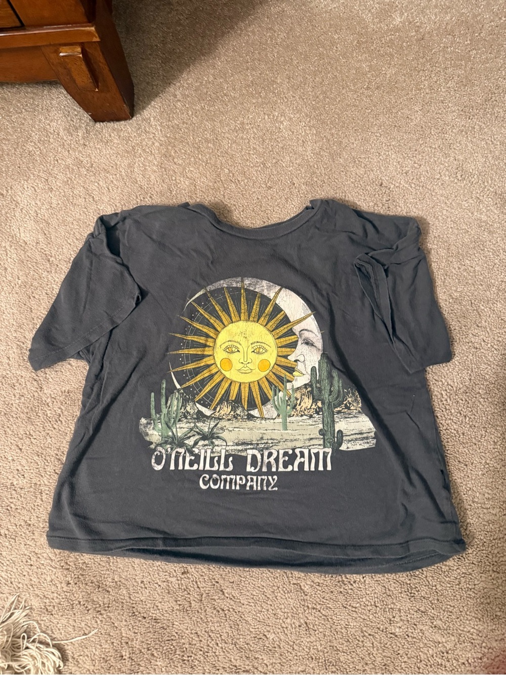 O'Neill Black Graphic Tee with Yellow Sun & Green Cactus